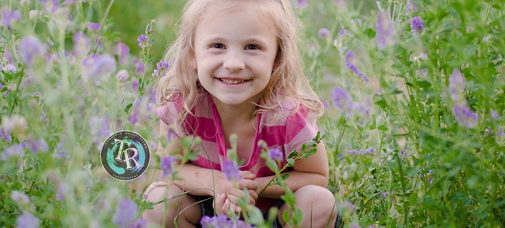 little girl with flowers